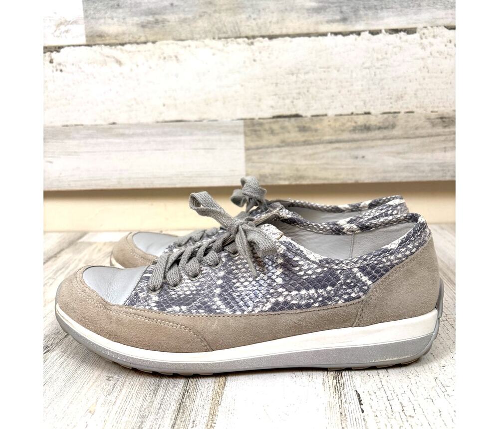 Ara Hermoine Platform Fashion Sneakers Womens 10 Suede Leather Snake Print